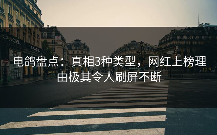 电鸽盘点：真相3种类型，网红上榜理由极其令人刷屏不断