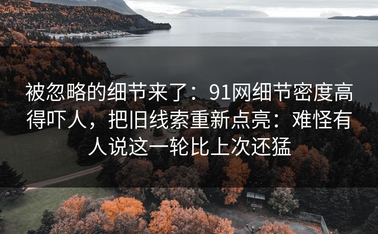 被忽略的细节来了：91网细节密度高得吓人，把旧线索重新点亮：难怪有人说这一轮比上次还猛